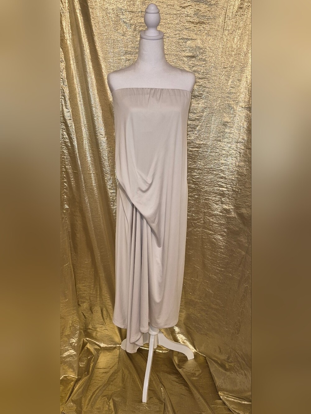 RACHEL Rachel Roy Strapless, Draped Maxi Dress in Light Beige